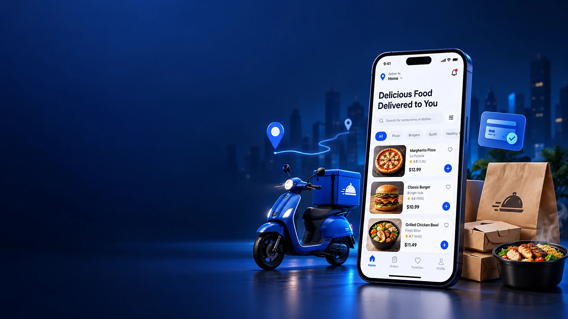 Food delivery app development banner