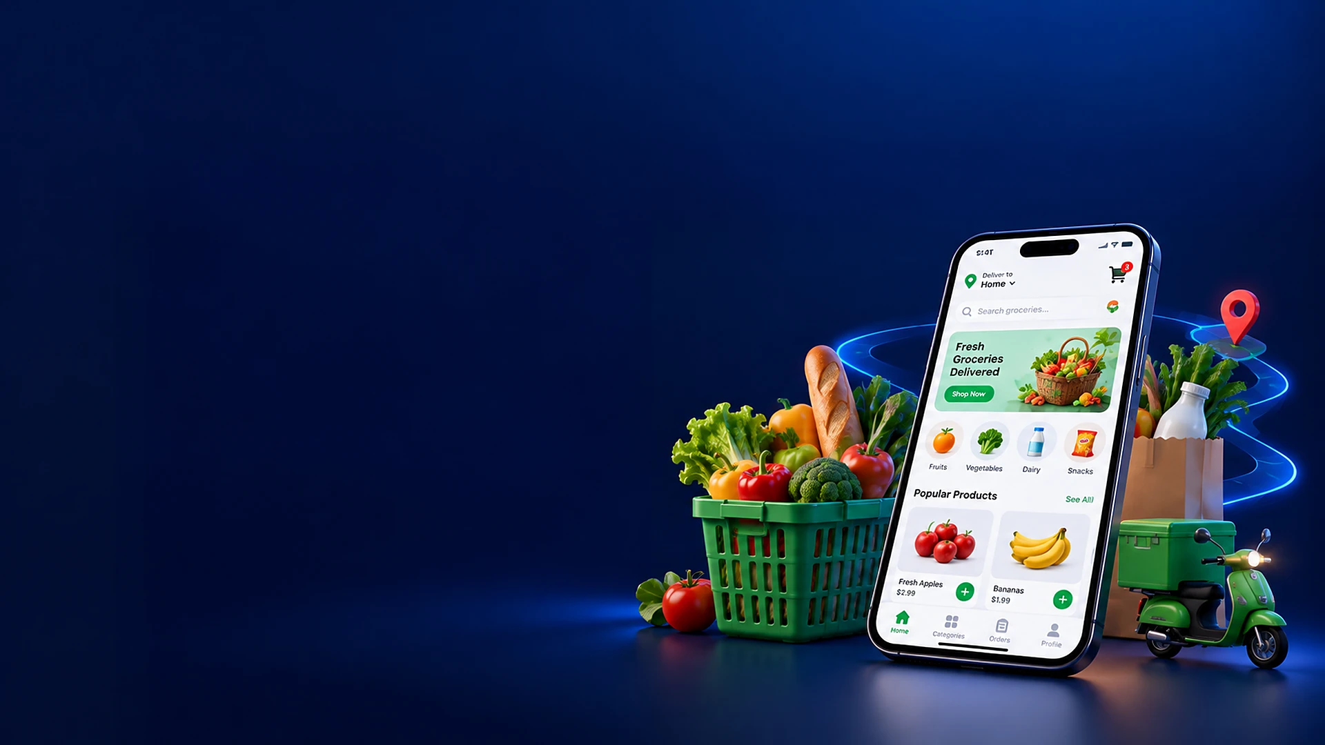 Grocery app development banner