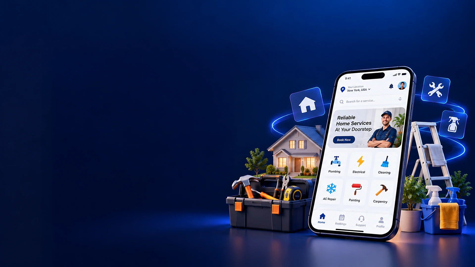 Home services app development banner