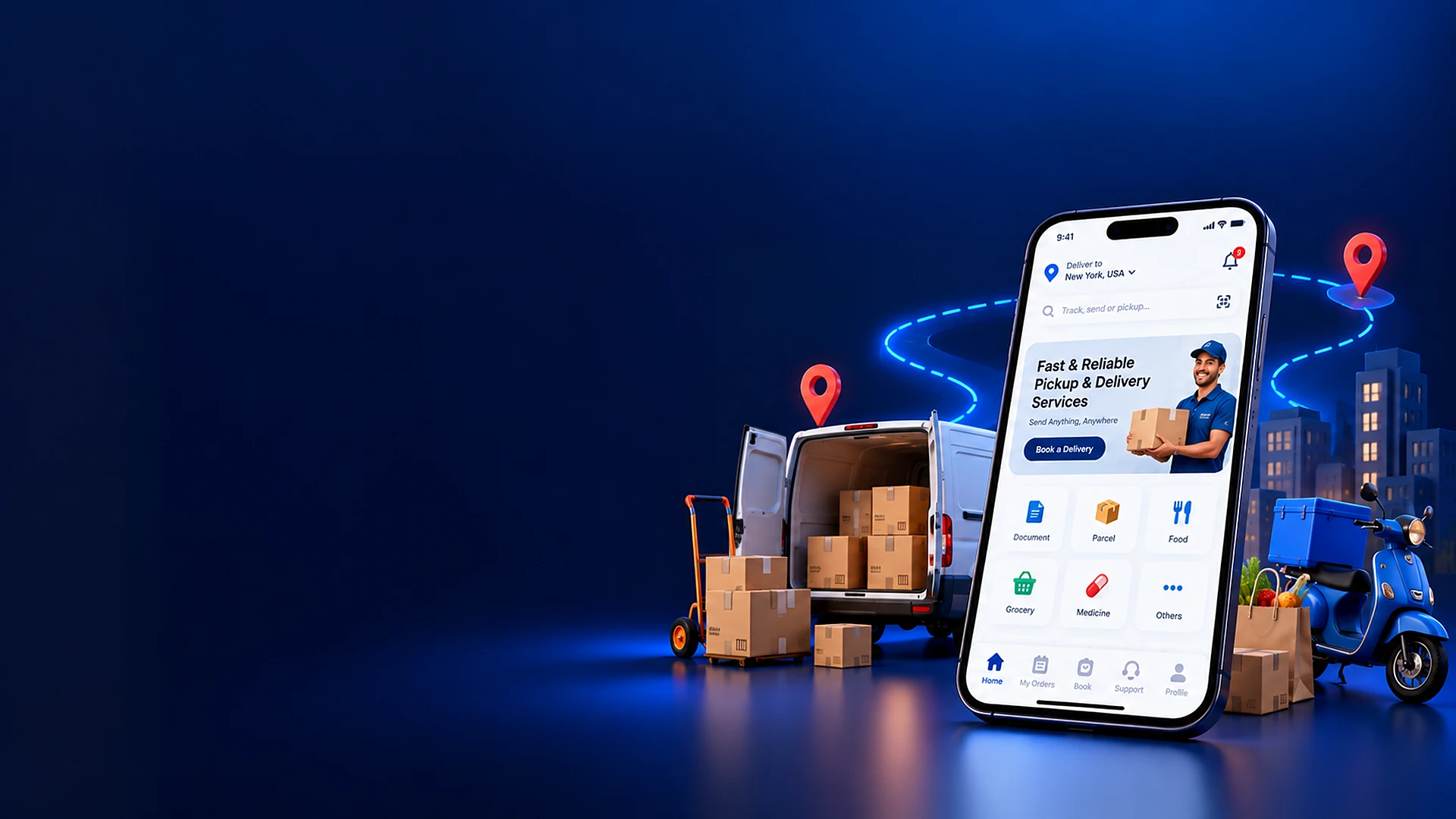 Pickup and delivery app development banner